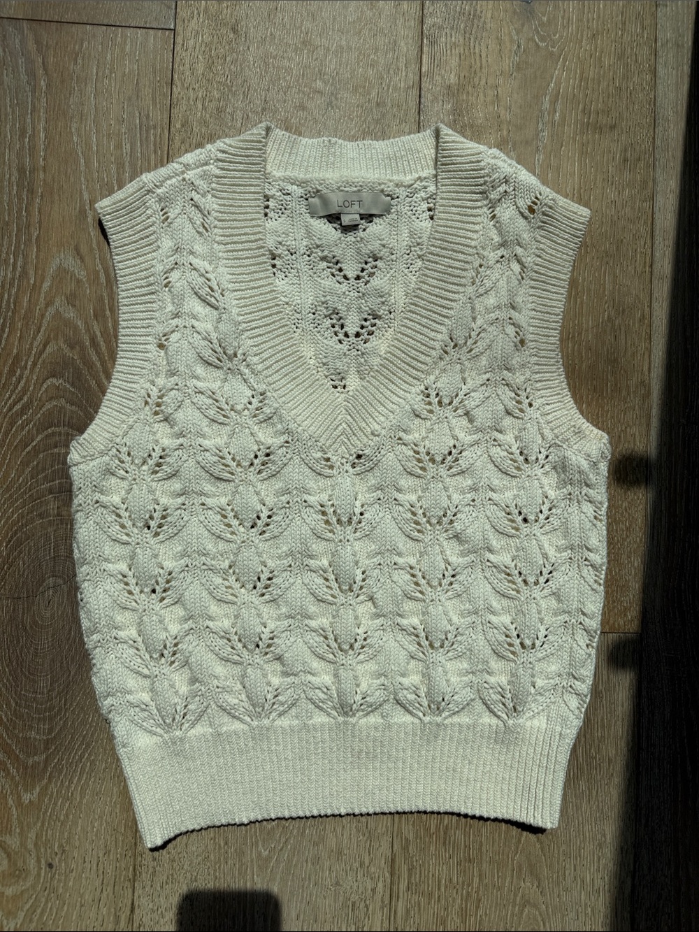 NWOT LOFT Cream Cable-Knit V-Neck Sweater Vest